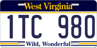 WV license plate 1TC980
