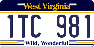 WV license plate 1TC981