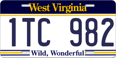 WV license plate 1TC982
