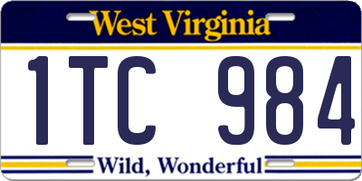 WV license plate 1TC984