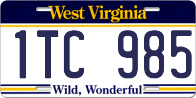 WV license plate 1TC985