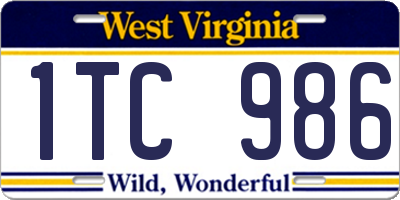 WV license plate 1TC986