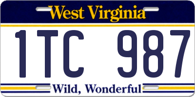 WV license plate 1TC987