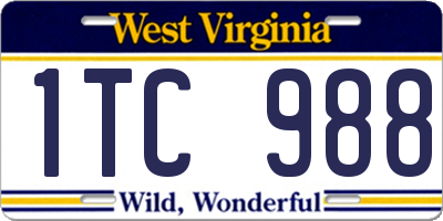 WV license plate 1TC988