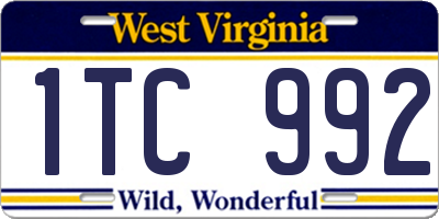WV license plate 1TC992