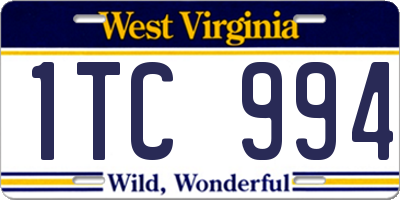WV license plate 1TC994