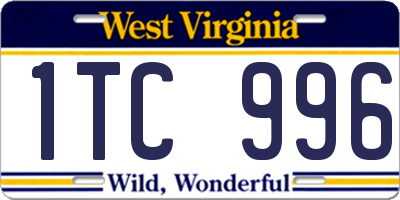 WV license plate 1TC996