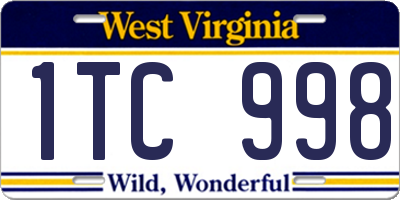 WV license plate 1TC998