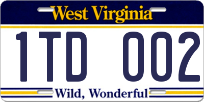 WV license plate 1TD002