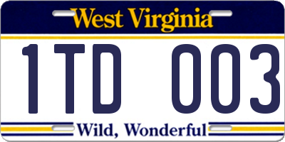WV license plate 1TD003
