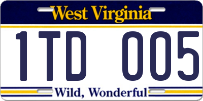 WV license plate 1TD005