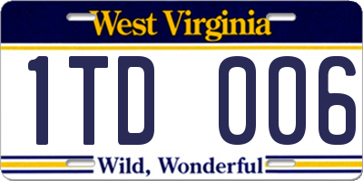 WV license plate 1TD006