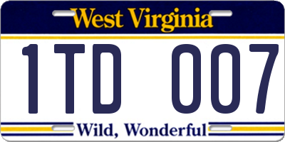 WV license plate 1TD007