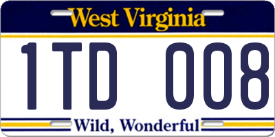 WV license plate 1TD008