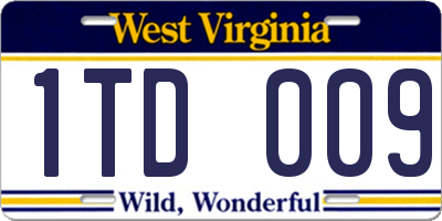 WV license plate 1TD009
