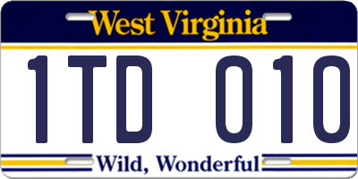 WV license plate 1TD010