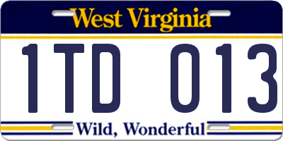 WV license plate 1TD013