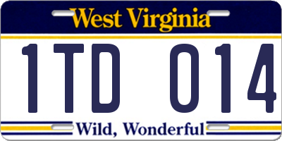 WV license plate 1TD014