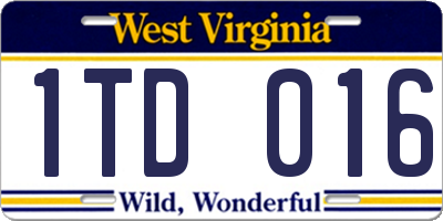 WV license plate 1TD016
