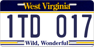 WV license plate 1TD017