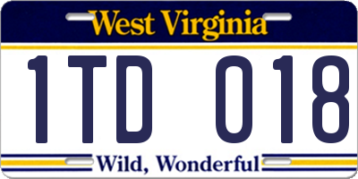 WV license plate 1TD018