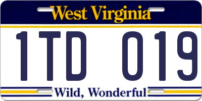 WV license plate 1TD019