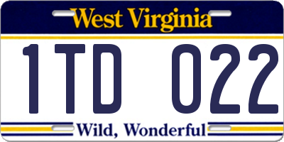 WV license plate 1TD022