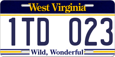 WV license plate 1TD023