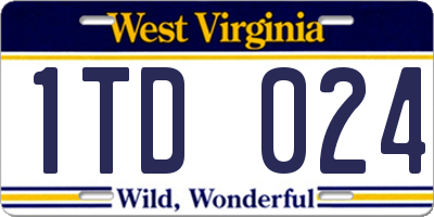 WV license plate 1TD024
