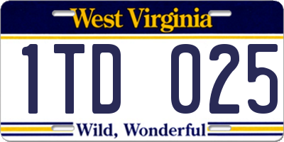 WV license plate 1TD025