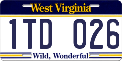 WV license plate 1TD026