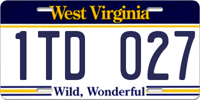 WV license plate 1TD027