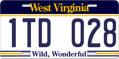WV license plate 1TD028