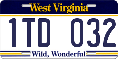 WV license plate 1TD032