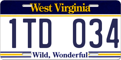 WV license plate 1TD034