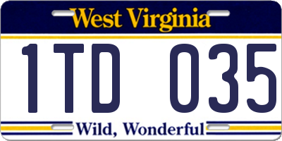 WV license plate 1TD035