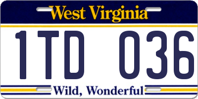 WV license plate 1TD036