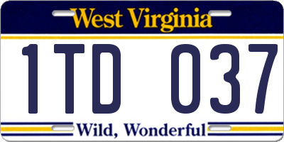 WV license plate 1TD037