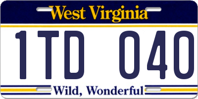 WV license plate 1TD040