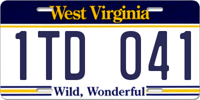 WV license plate 1TD041