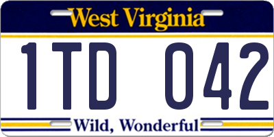 WV license plate 1TD042