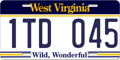 WV license plate 1TD045