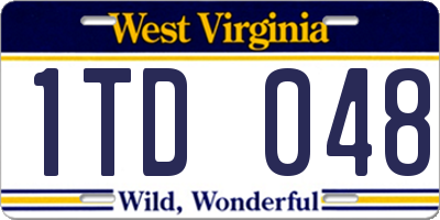 WV license plate 1TD048
