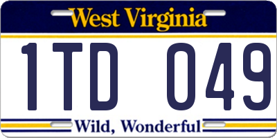 WV license plate 1TD049