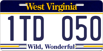 WV license plate 1TD050
