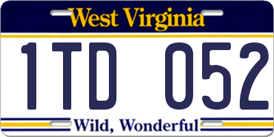 WV license plate 1TD052