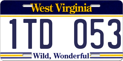 WV license plate 1TD053