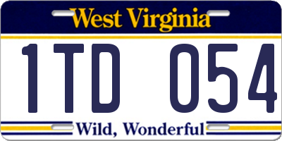 WV license plate 1TD054