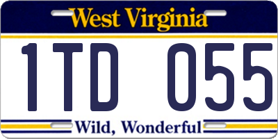 WV license plate 1TD055