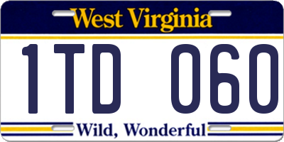 WV license plate 1TD060